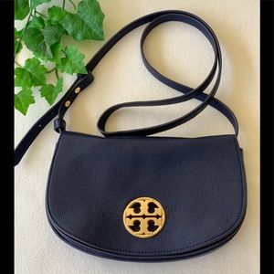 Authentic Tory Burch Jamie Clutch Navy Sea